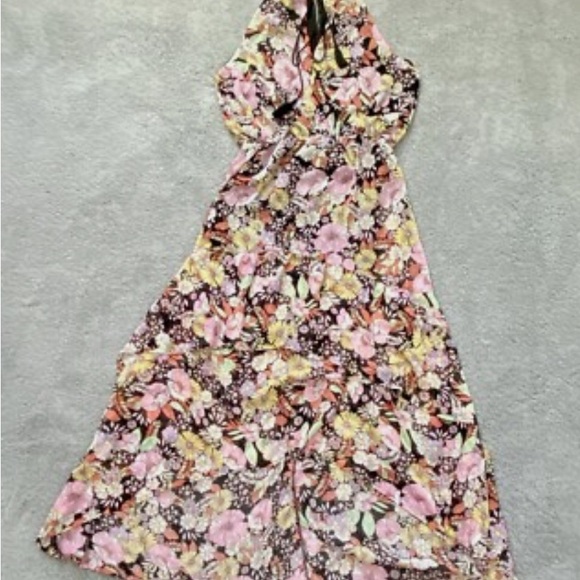 Melrose Market Maxi Dress Womens Medium Halter Floral Tiered Layered Maxi Dress - Picture 1 of 8